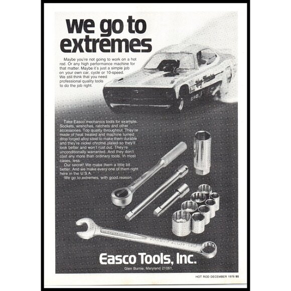 1976 Easco Tools Wrench Sockets Vintage Print Ad Funny Car Drag Race Wall Art - Picture 1 of 1